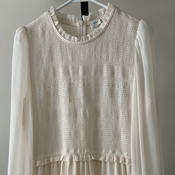 Aritzia Wilfred Rosalyn Smocked Tiered Midi Dress, Size large. - Picture 2 of 10